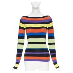 RALPH LAUREN multicolour striped viscose boat neck long sleeve sweater top XS