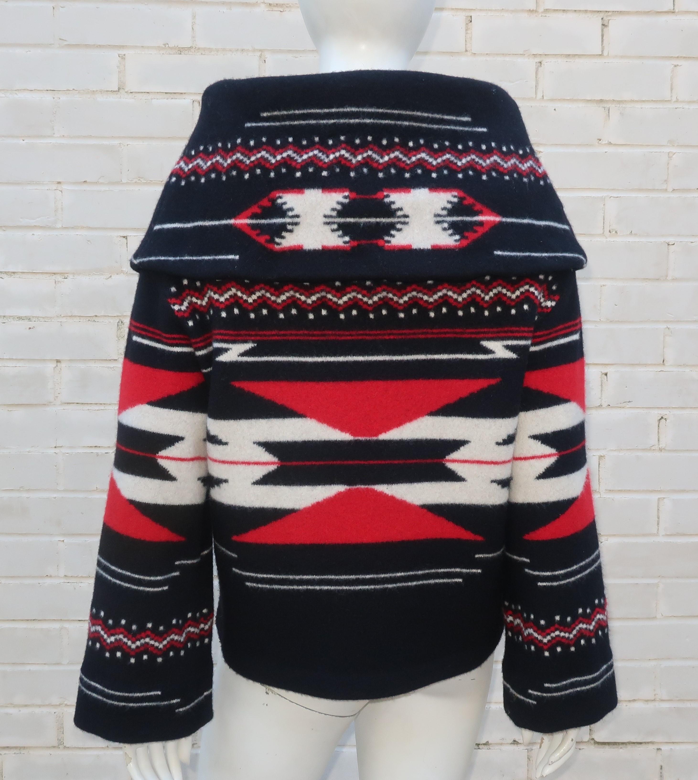Black Ralph Lauren Native American Inspired Cashmere Blend Sweater