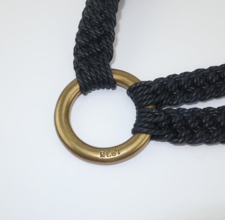 Ralph Lauren Nautical Braided Navy Rope Belt Solid Brass O-Ring | Medium Ralph Lauren Nautical Rope and Brass Ring Belt at 1stDibs  main image 4