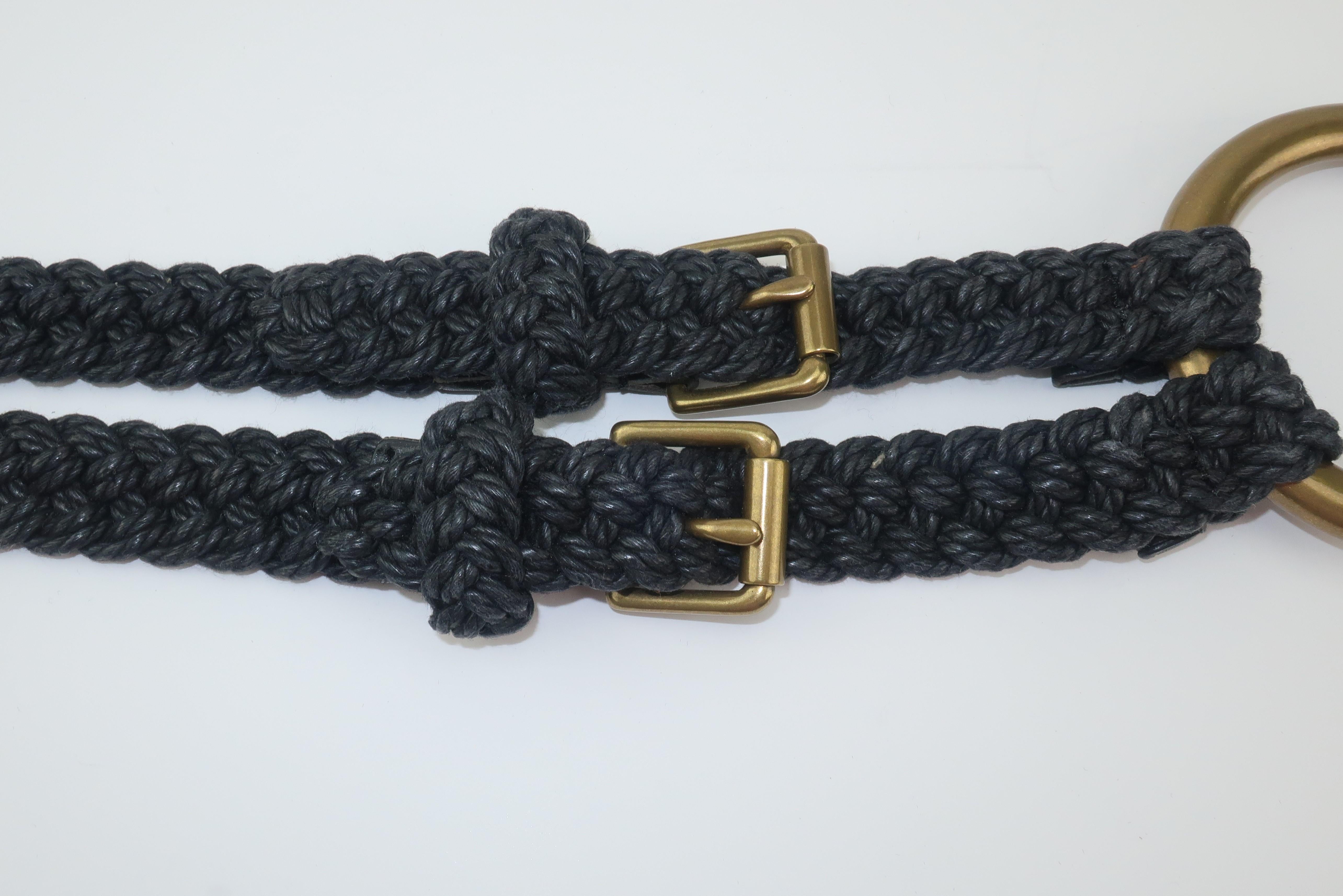 Women's Ralph Lauren Nautical Rope & Brass Ring Belt