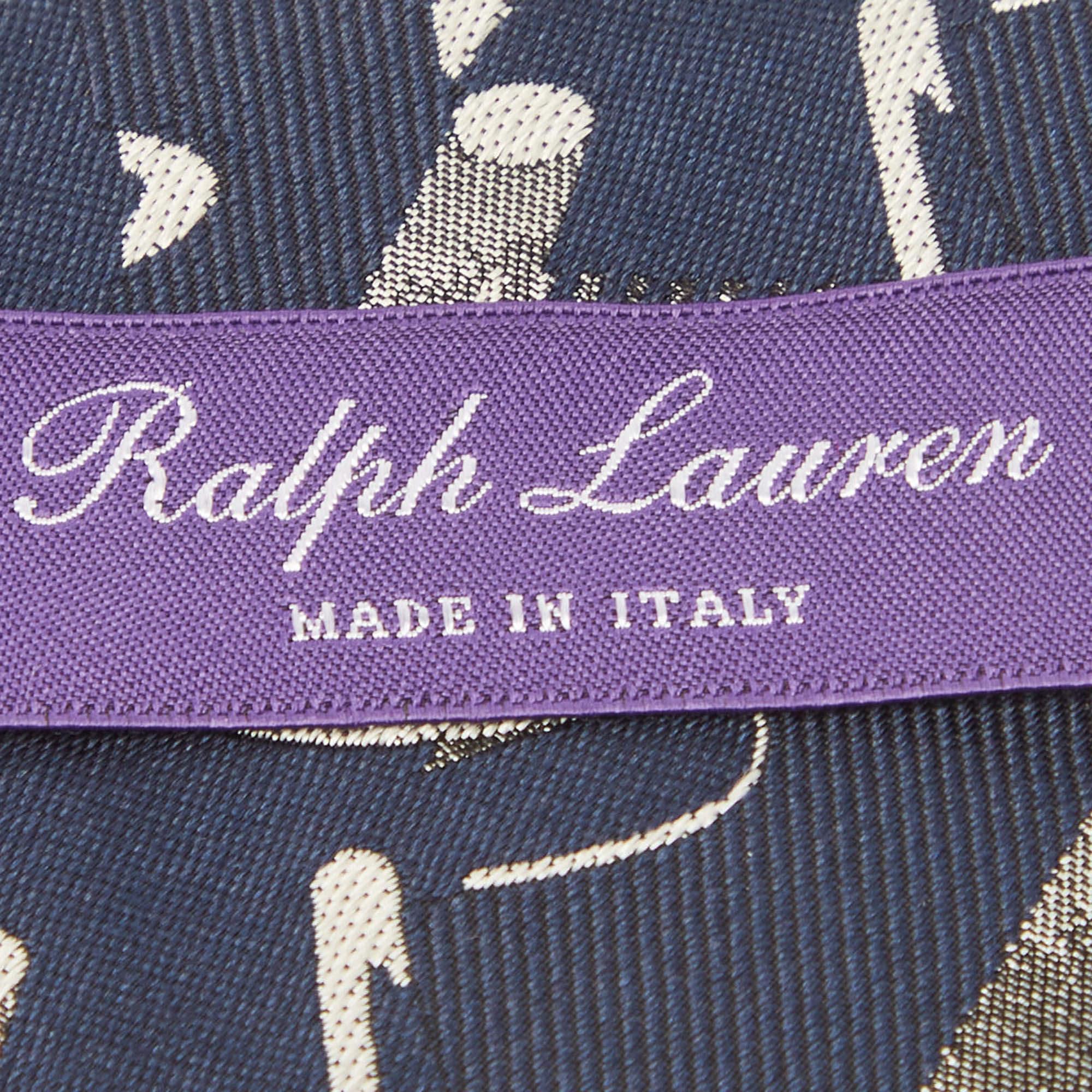 Nero Cravatta Ralph Lauren in seta jacquard astratta blu navy in vendita
