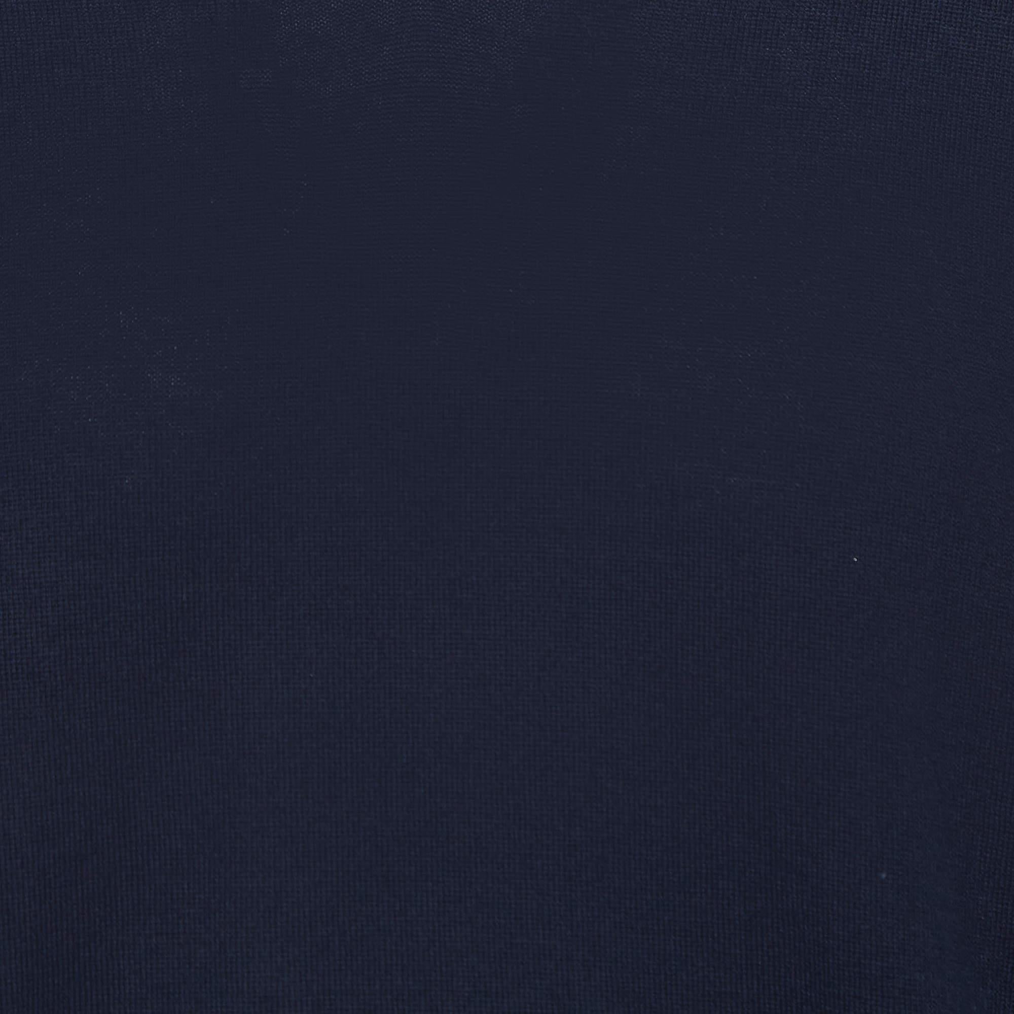 Ralph Lauren Navy Blue Cashmere V-Neck Sweater XL In Excellent Condition For Sale In Dubai, Al Qouz 2