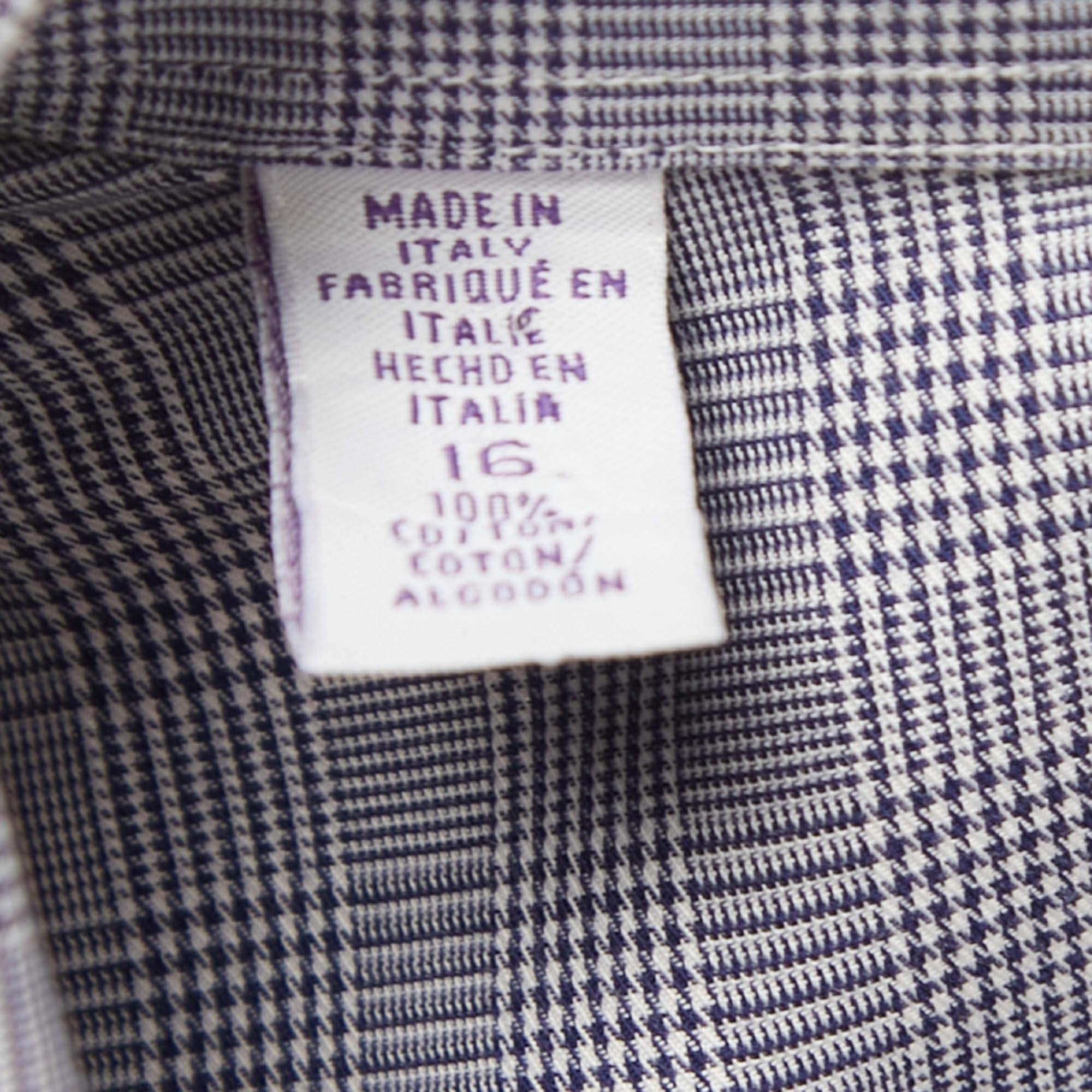 Ralph Lauren - Chemise à carreaux bleu marine, boutonnée sur le devant, à manches complètes L Pour hommes en vente