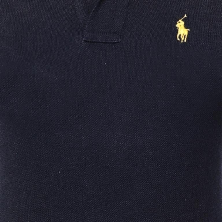 Polo skinny Ralph Lauren bleu marine en coton piqué XS en vente 1