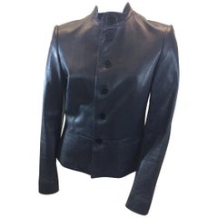 Ralph Lauren Navy Blue Leather Jacket