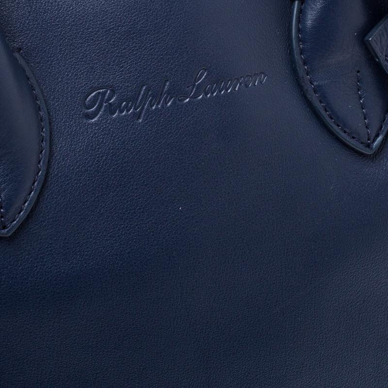 Ralph Lauren Navy Blue Leather Shopper Tote 1