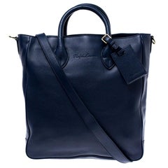 Ralph Lauren Navy Blue Leather Shopper Tote