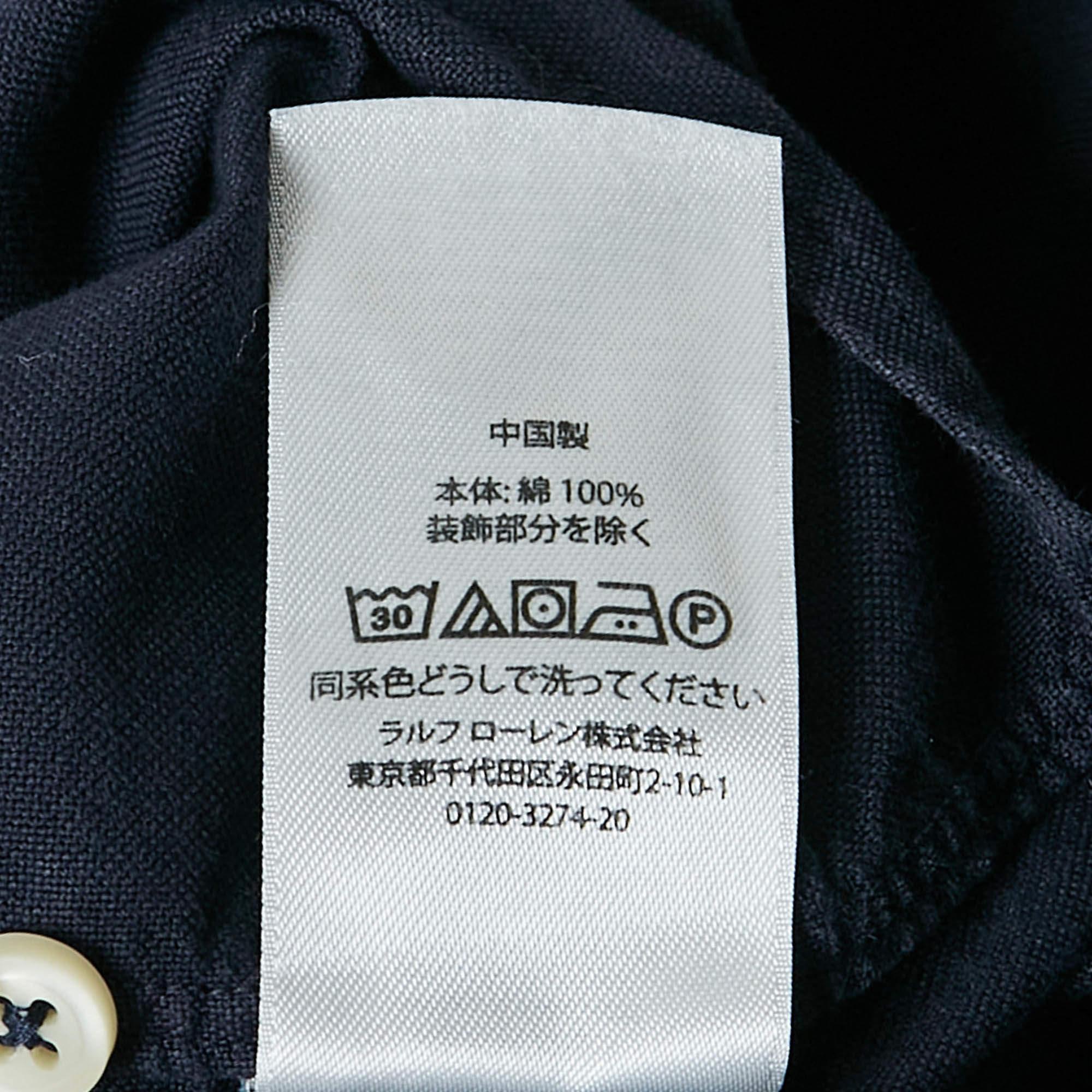 Ralph Lauren Navy Blue Logo Embroidered Button Down Shirt XXL For Sale 3