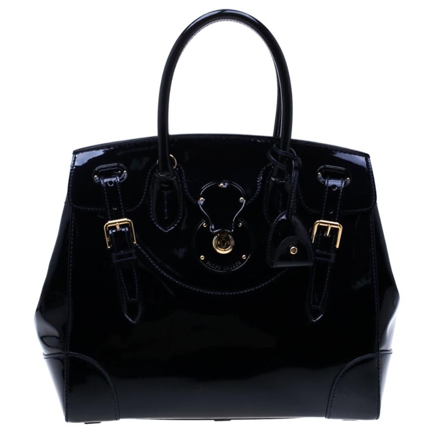 Ralph Lauren Navy Blue Patent Leather Ricky Tote