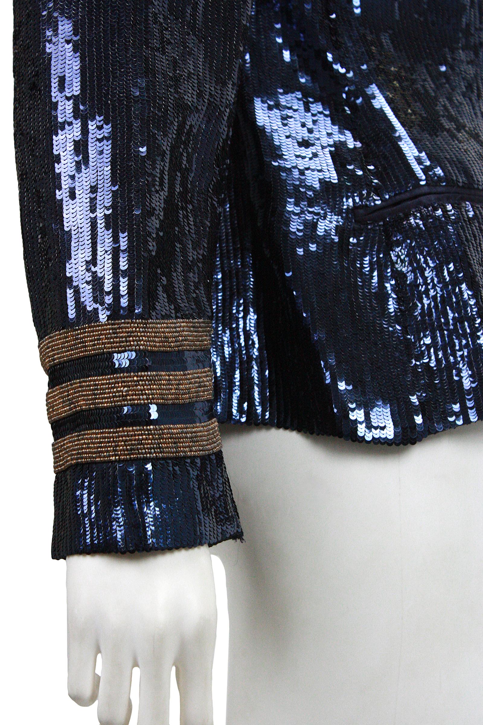 Black Ralph Lauren Navy Blue Sequin Double Breasted Sailor Jacket