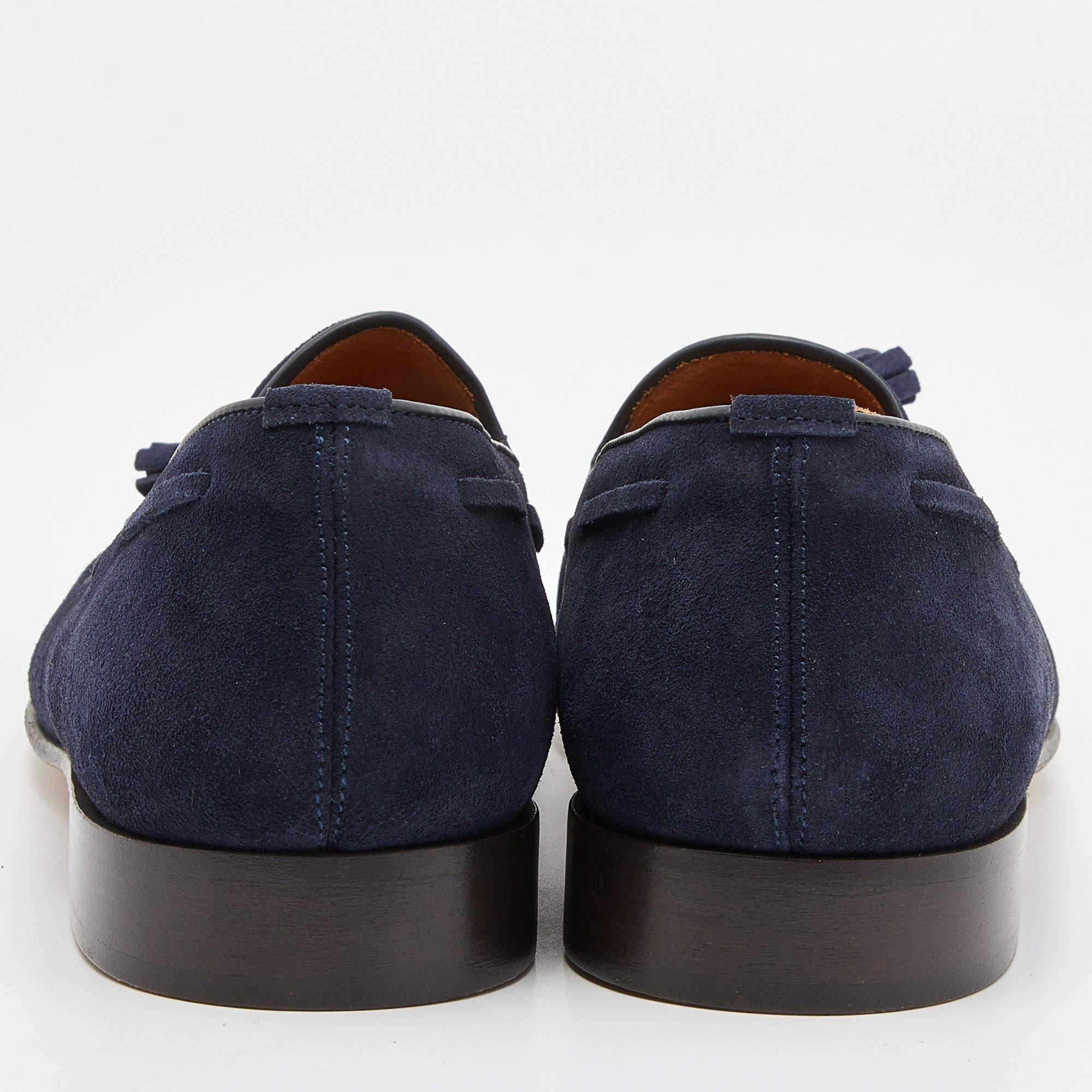 Black Ralph Lauren Navy Blue Suede Chessington Slip On Loafers Size 41.5