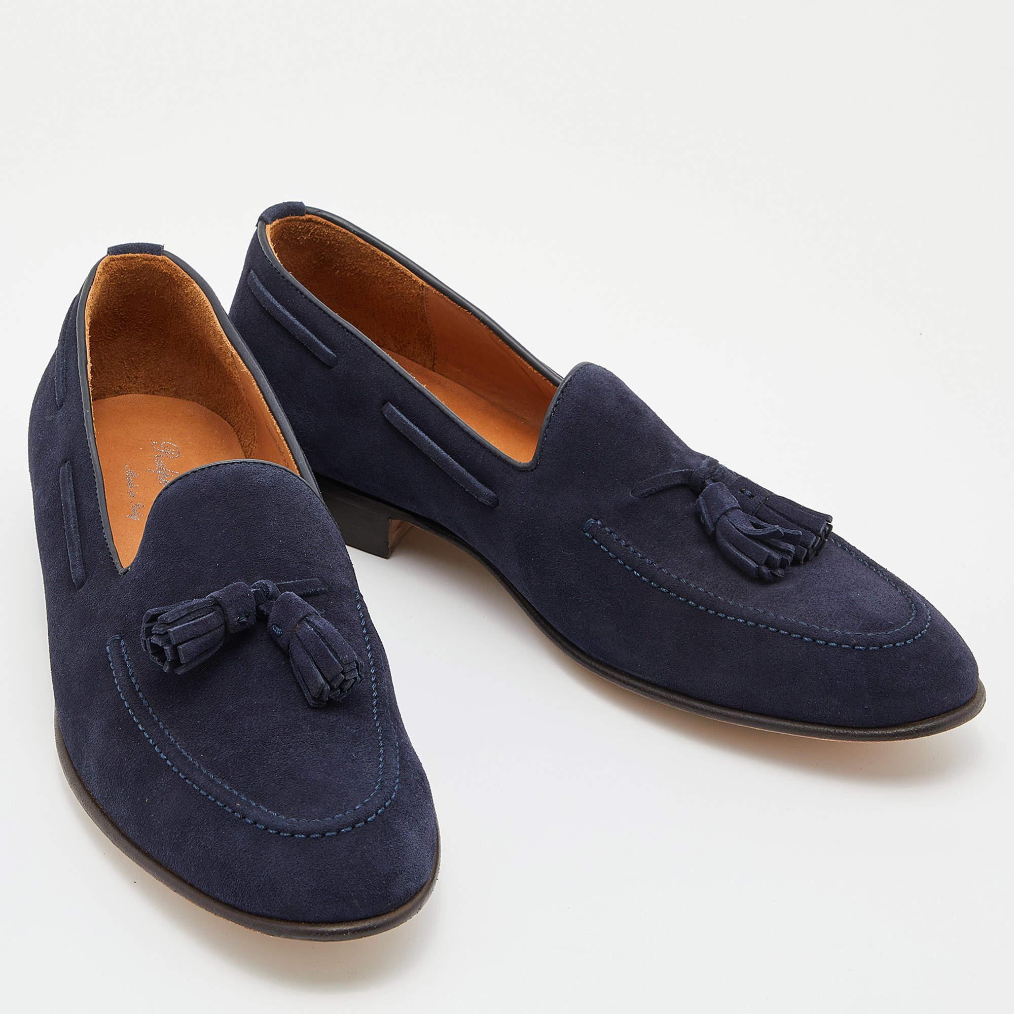 Men's Ralph Lauren Navy Blue Suede Chessington Slip On Loafers Size 41.5