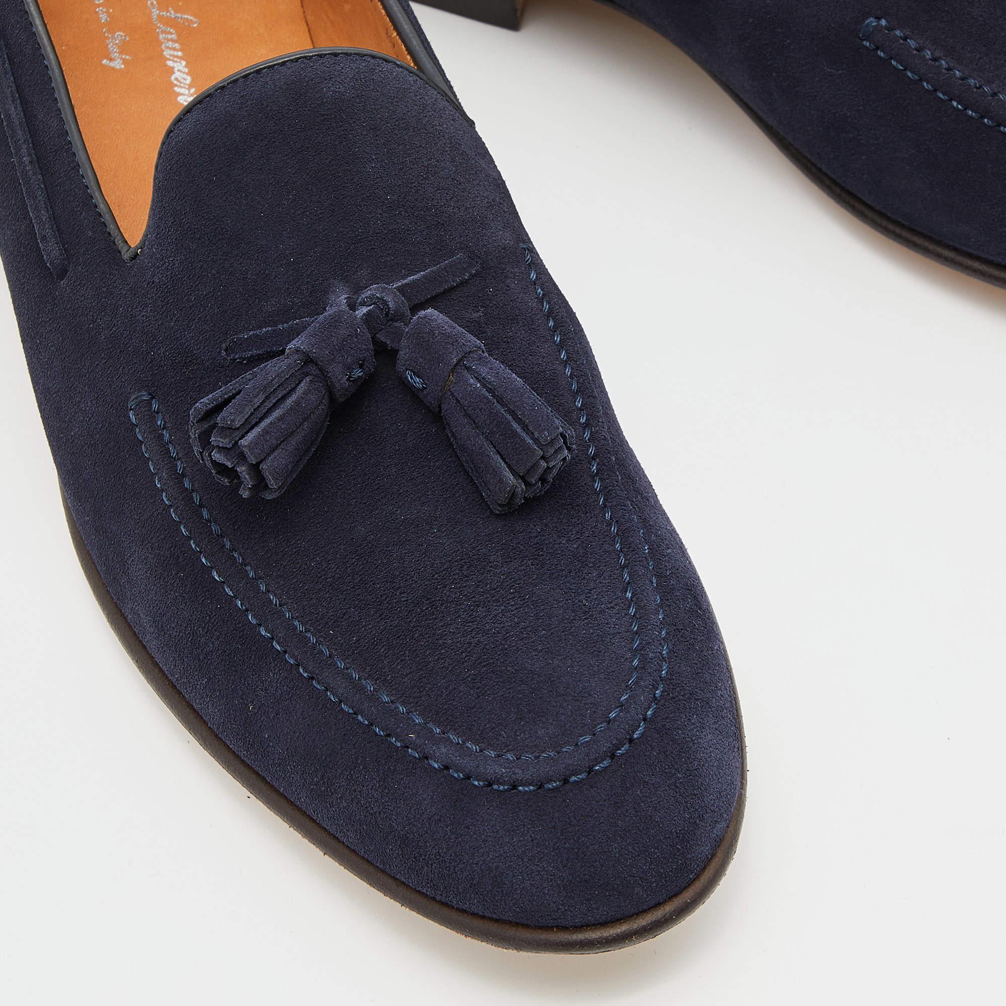 Ralph Lauren Navy Blue Suede Chessington Slip On Loafers Size 41.5 1