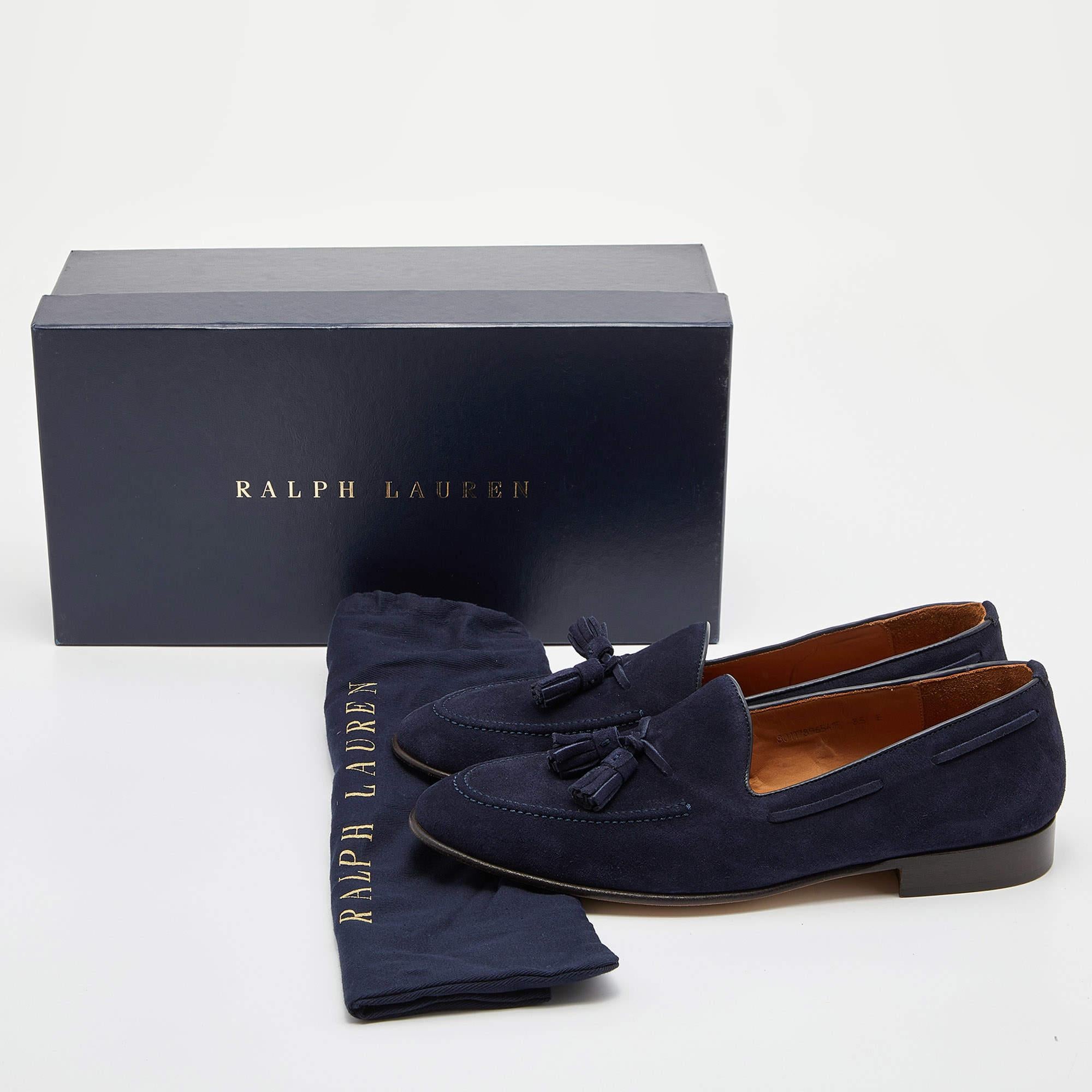 Ralph Lauren Navy Blue Suede Chessington Slip On Loafers Size 41.5 3