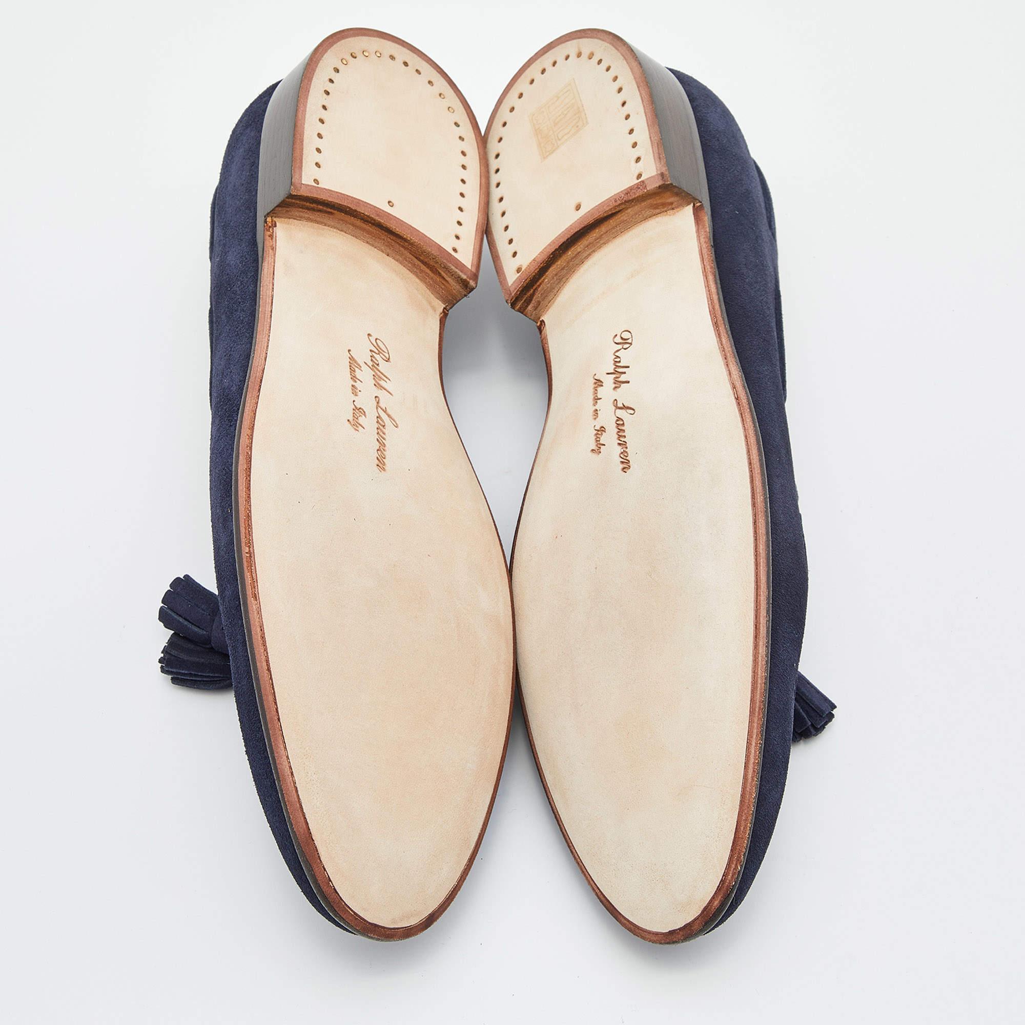 Ralph Lauren Navy Blue Suede Chessington Slip On Loafers Size 41.5 4