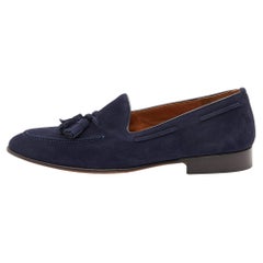 Ralph Lauren Navy Blue Suede Chessington Slip On Loafers Size 41.5