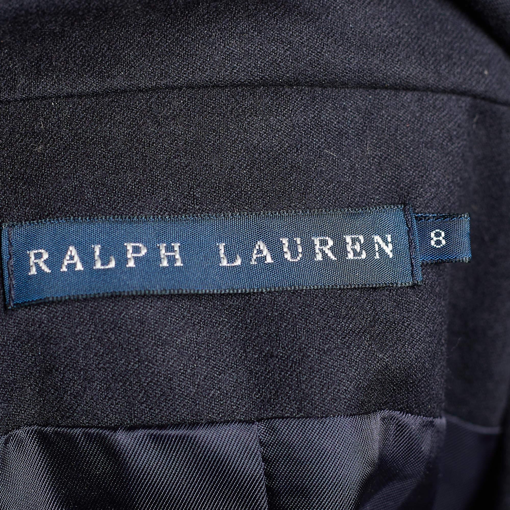 Black Ralph Lauren Navy Blue Wool Rowing Club Embroidered Blazer M For Sale