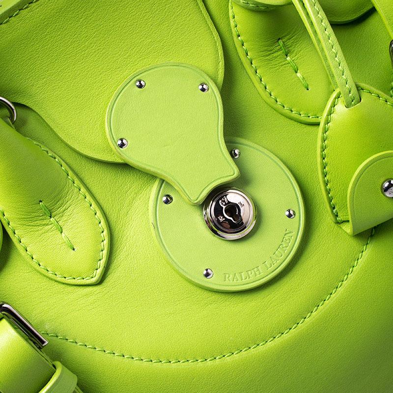 Ralph Lauren Neon Green Leather Ricky Tote 3