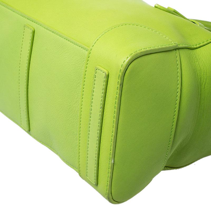 Ralph Lauren Neon Green Leather Ricky Tote 1