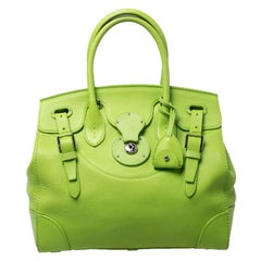 Ralph Lauren Neon Green Leather Ricky Tote