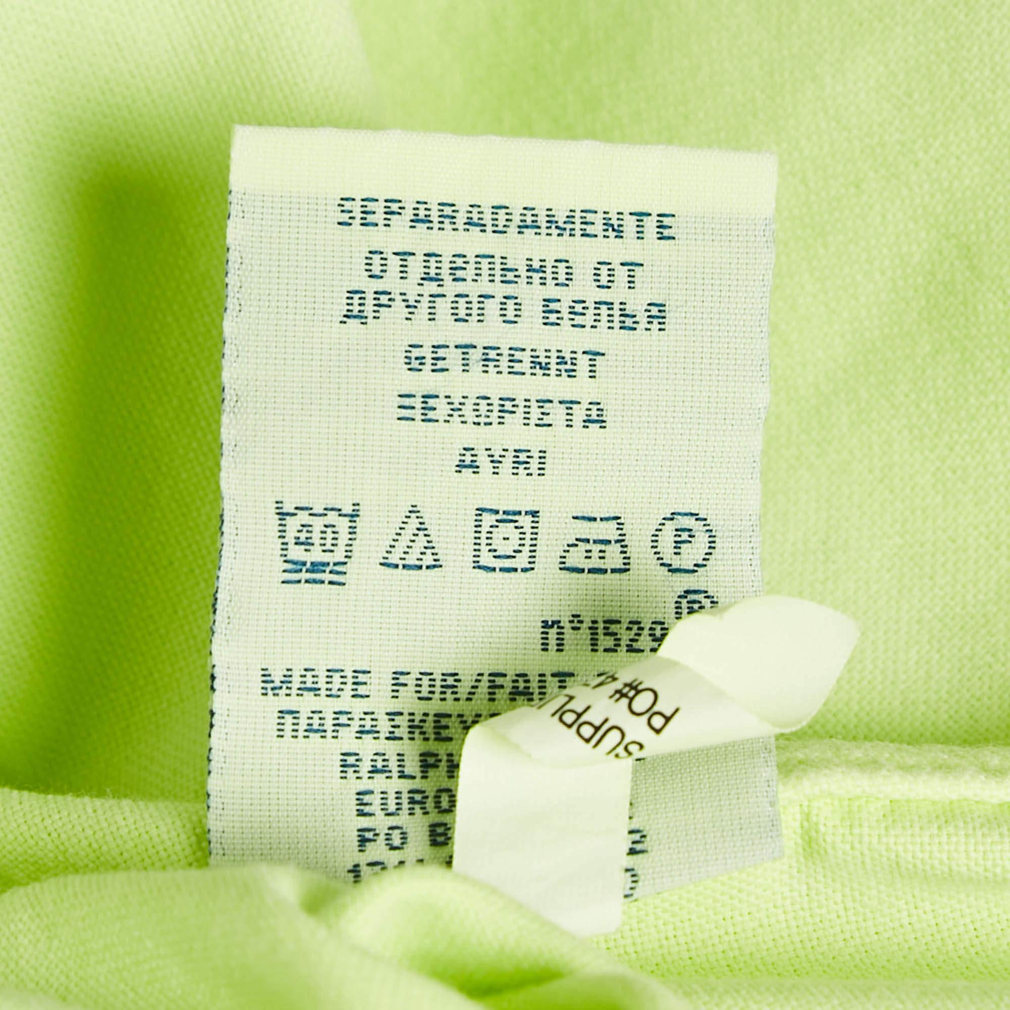 Ralph Lauren - Camicia personalizzata con logo ricamato in verde neon S in vendita 2