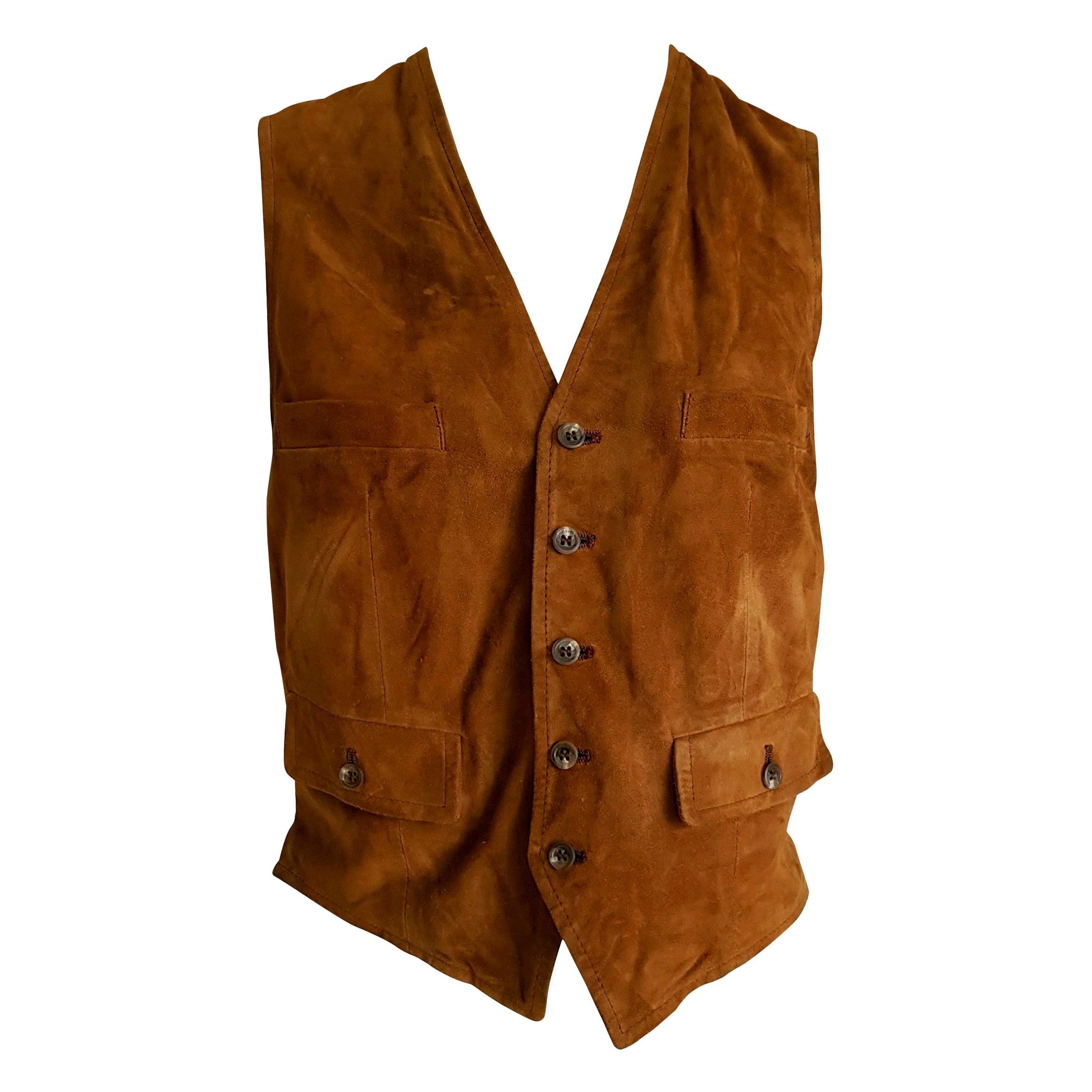 RALPH LAUREN "New" Brown Suede Vest Gilet - Unworn For Sale
