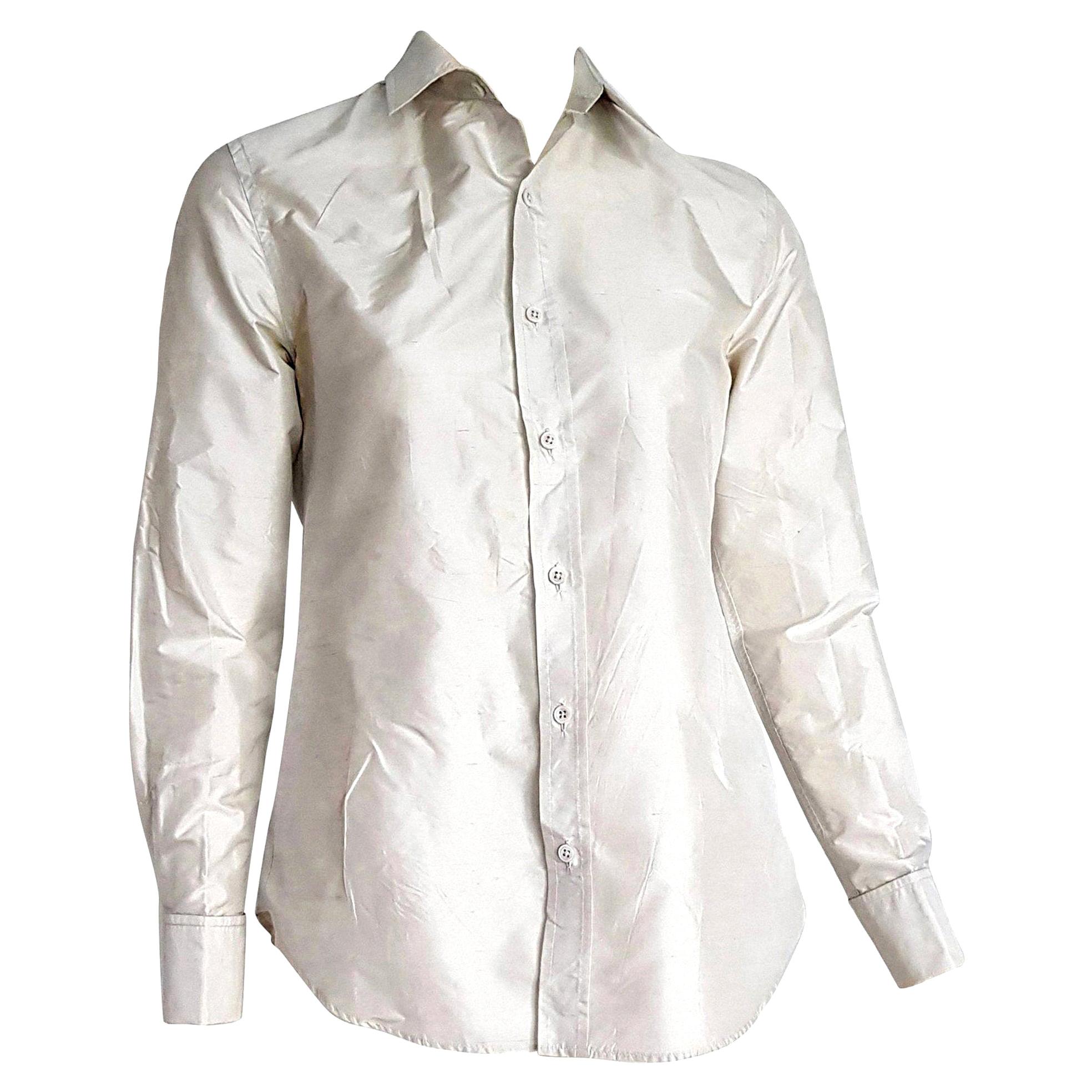 Ralph LAUREN "New" Pearl Gray Silk Shirt - Unworn For Sale