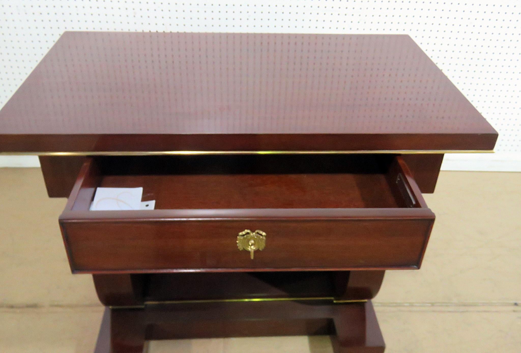 Brass Trimmed Mahogany French Empire Style Ralph Lauren Nightstand In Good Condition In Swedesboro, NJ