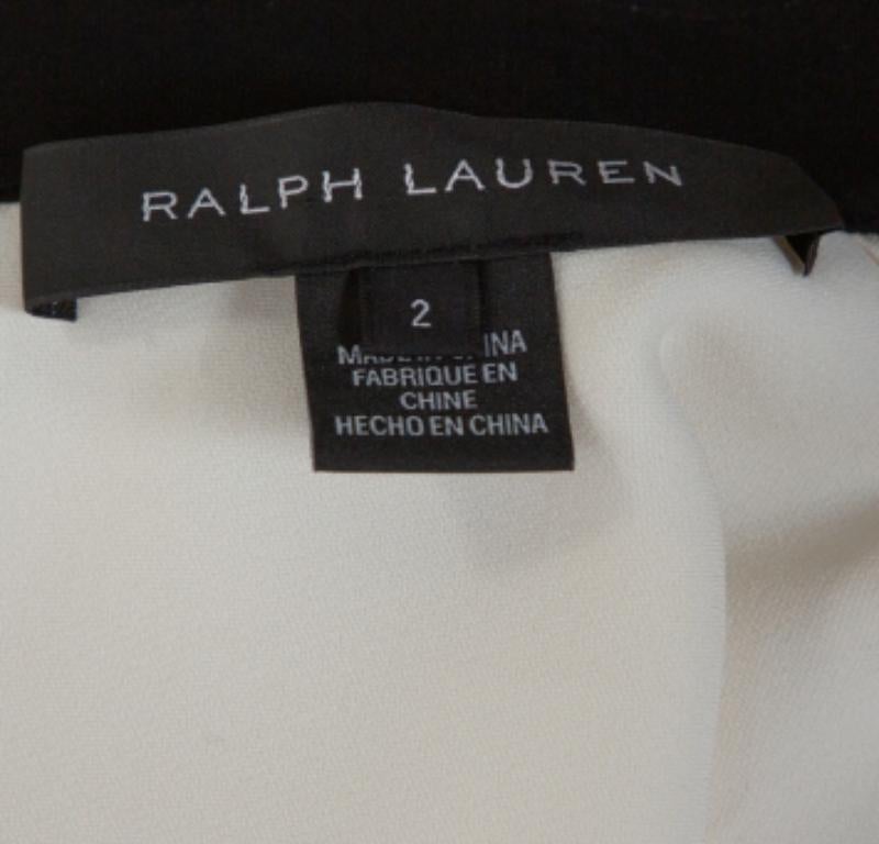 Ralph Lauren Off White Crepe Contrast Leather Trim Blouse S In condizioni ottime in vendita a Dubai, Al Qouz 2