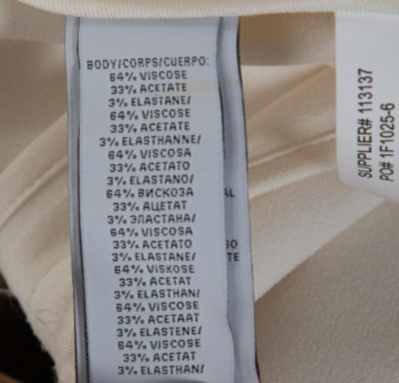Donna Ralph Lauren Off White Crepe Contrast Leather Trim Blouse S in vendita