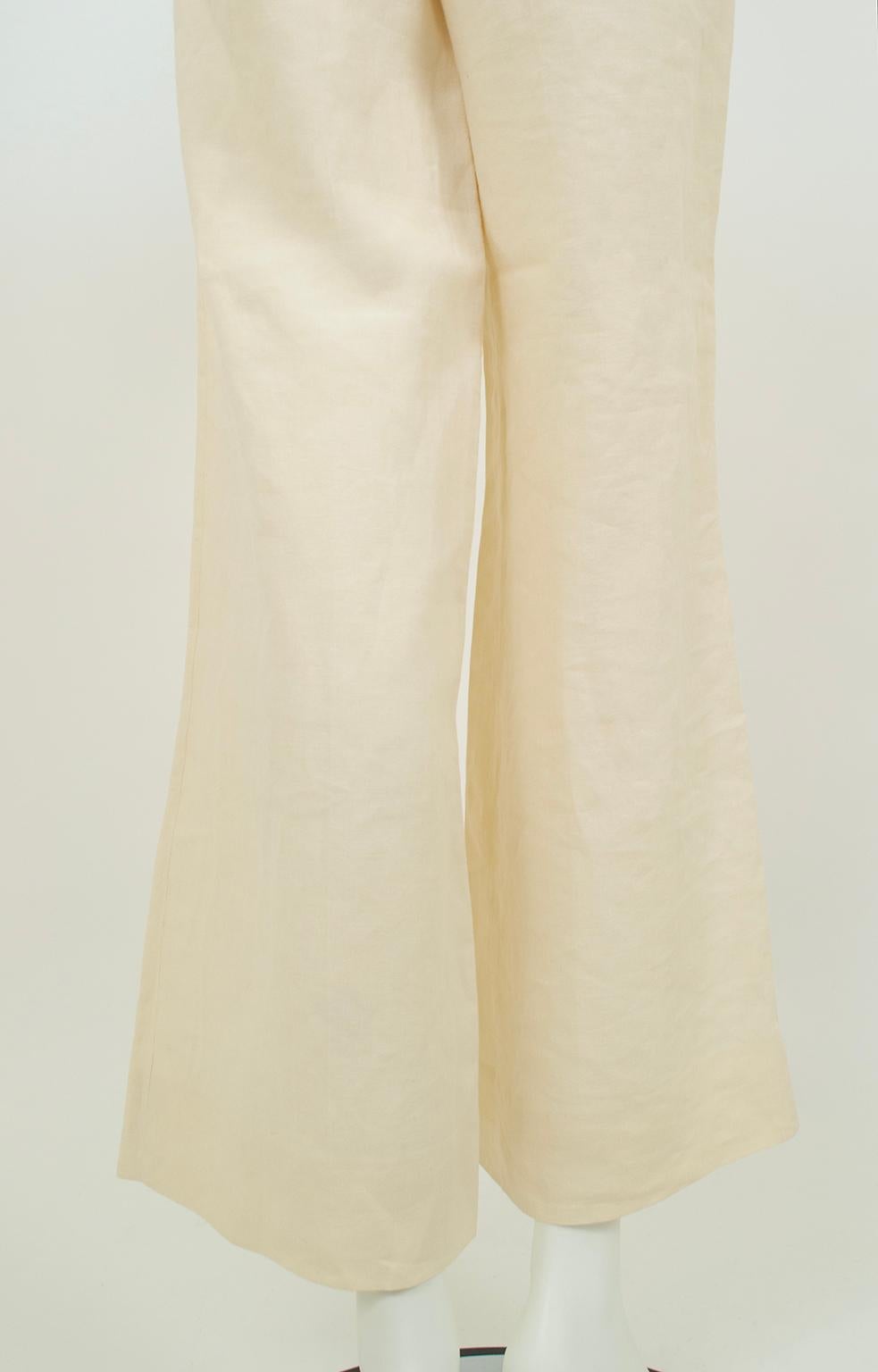 Ralph Lauren Off-White Lined Linen Wide Leg Sailor Dress Pant – US 4/S, 2001 For Sale 5