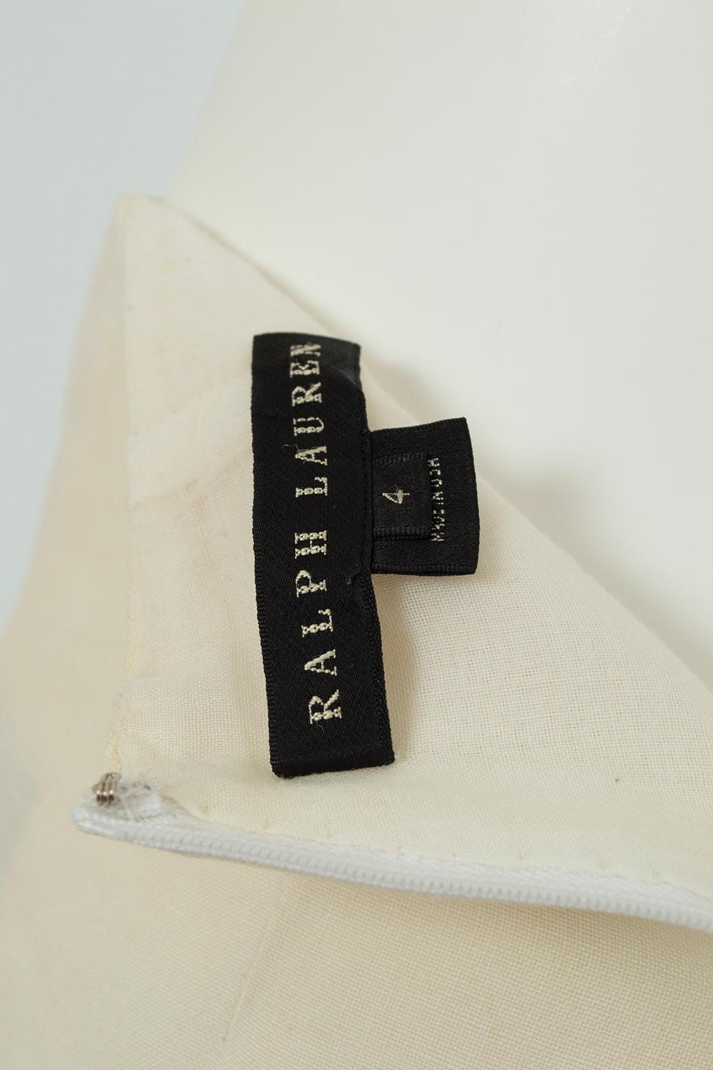 Ralph Lauren Off-White Lined Linen Wide Leg Sailor Dress Pant – US 4/S, 2001 For Sale 6