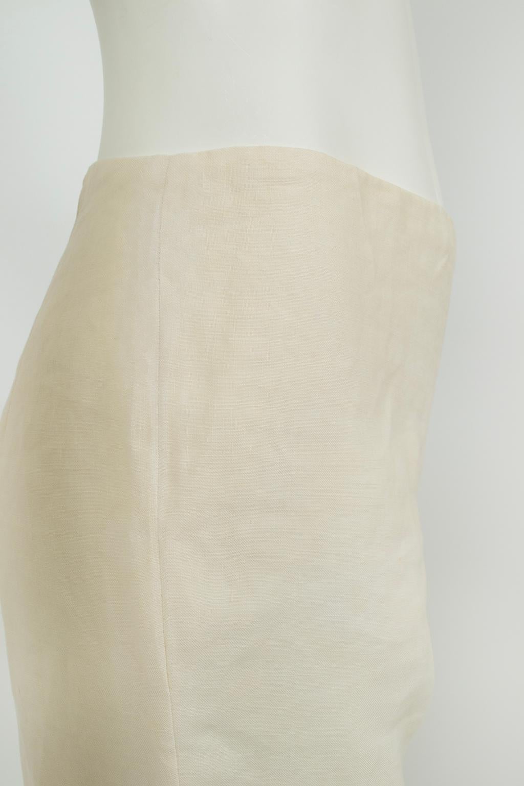 Ralph Lauren Off-White Lined Linen Wide Leg Sailor Dress Pant – US 4/S, 2001 For Sale 1