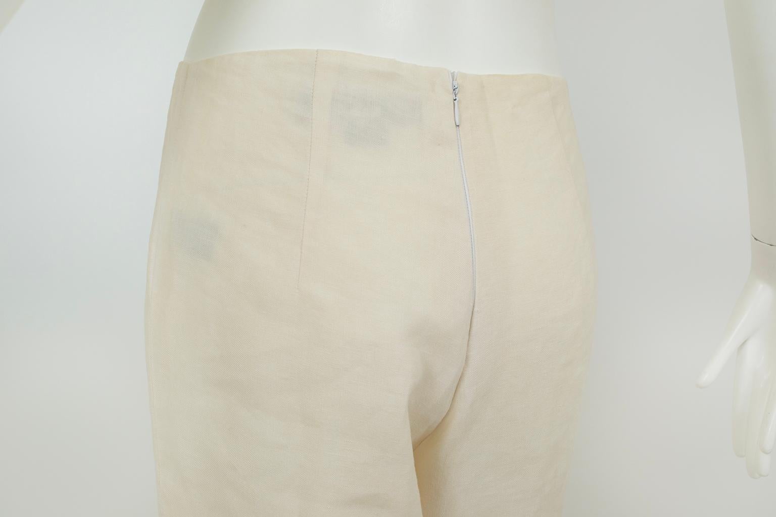 Ralph Lauren Off-White Lined Linen Wide Leg Sailor Dress Pant – US 4/S, 2001 For Sale 2