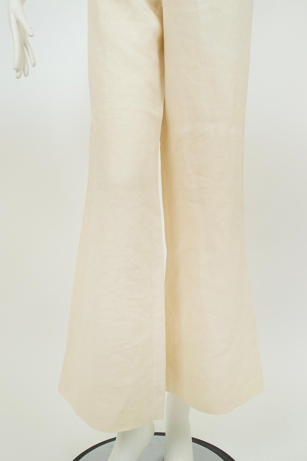 Ralph Lauren Off-White Lined Linen Wide Leg Sailor Dress Pant – US 4/S, 2001 For Sale 3