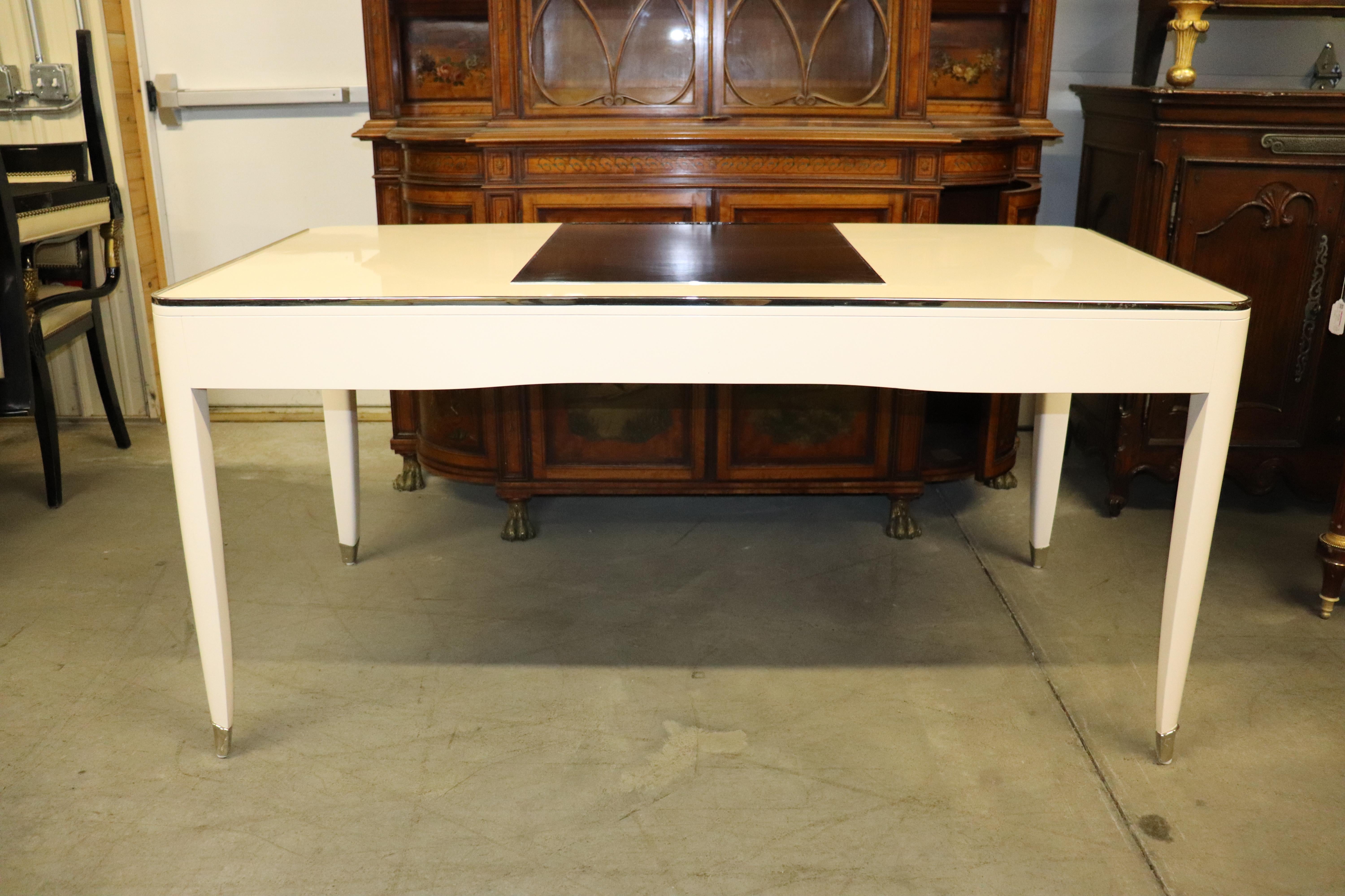 Art Deco Ralph Lauren Off-White Paris One Fifth Writing Desk with Black Leather