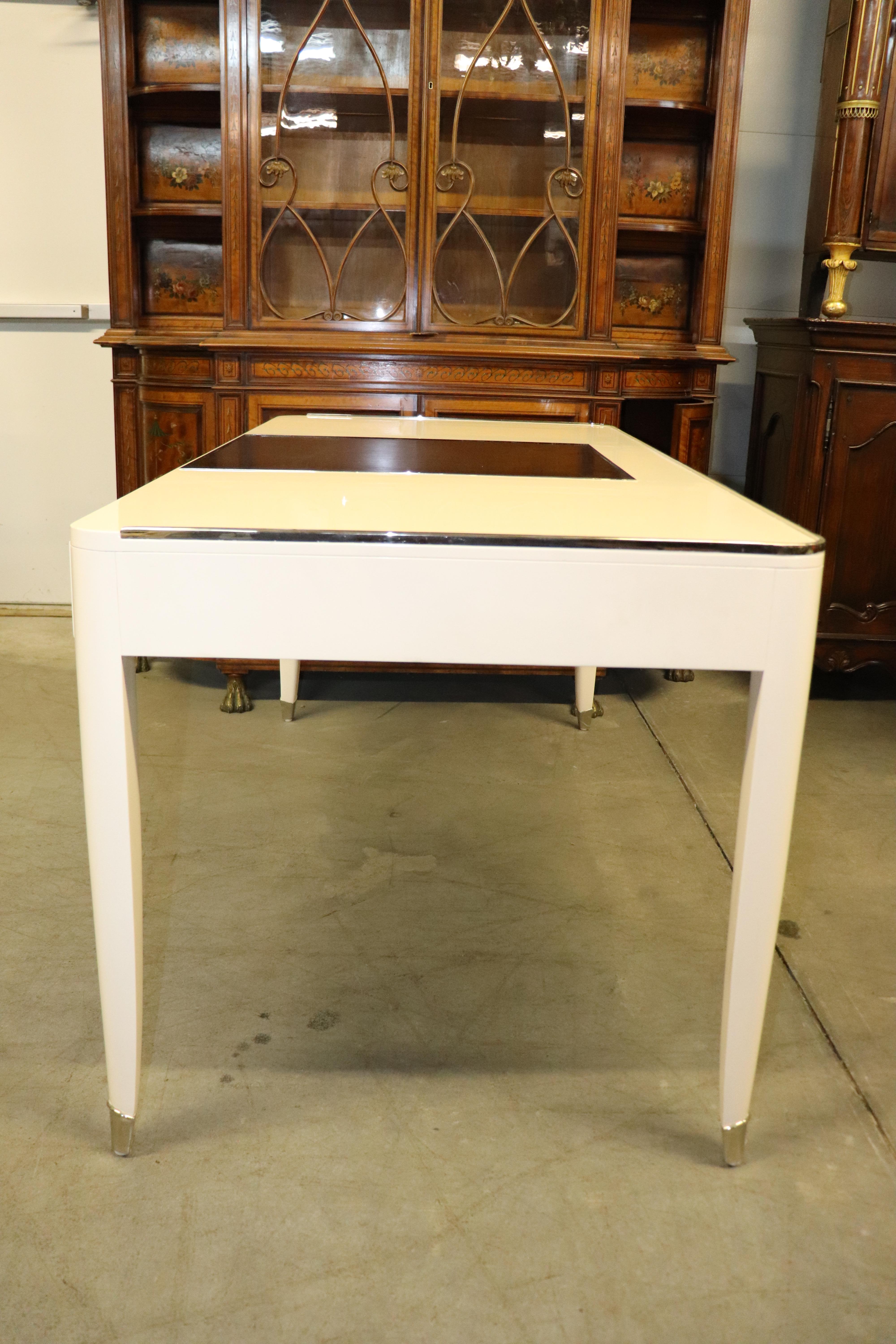 Unknown Ralph Lauren Off-White Paris One Fifth Writing Desk with Black Leather