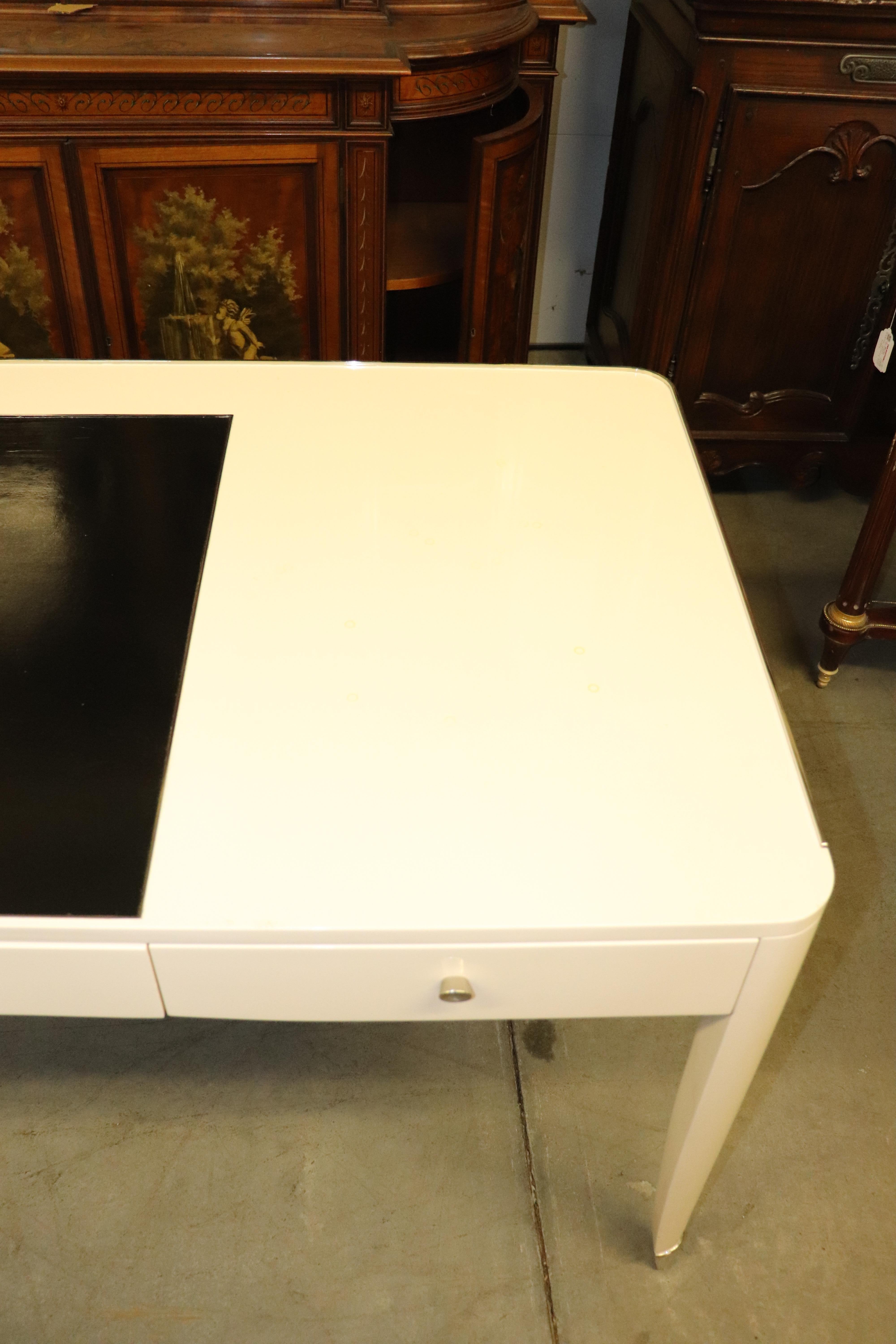 Contemporary Ralph Lauren Off-White Paris One Fifth Writing Desk with Black Leather