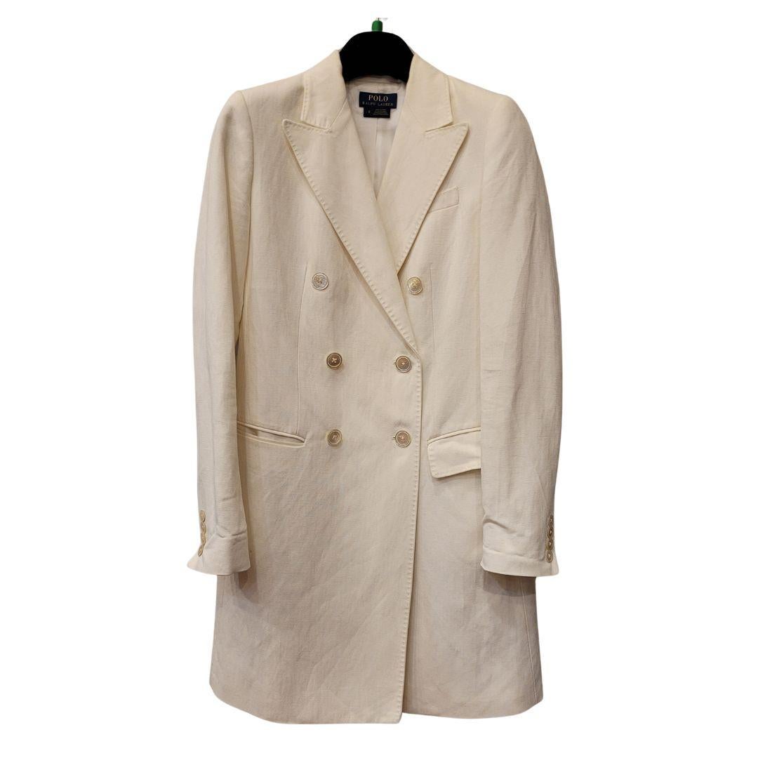 Ralph Lauren blanc cassé  manteau court/robe portefeuille, lin  en vente 11