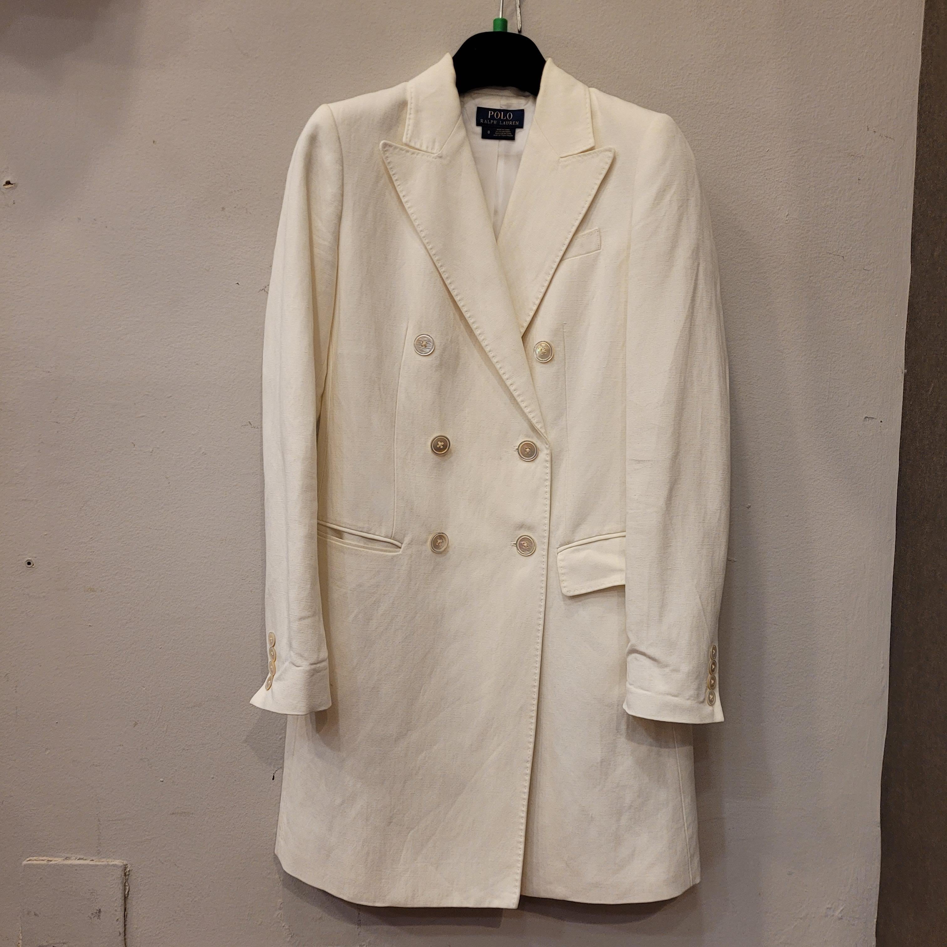 Ralph Lauren blanc cassé  manteau court/robe portefeuille, lin  Excellent état - En vente à VALLADOLID, ES