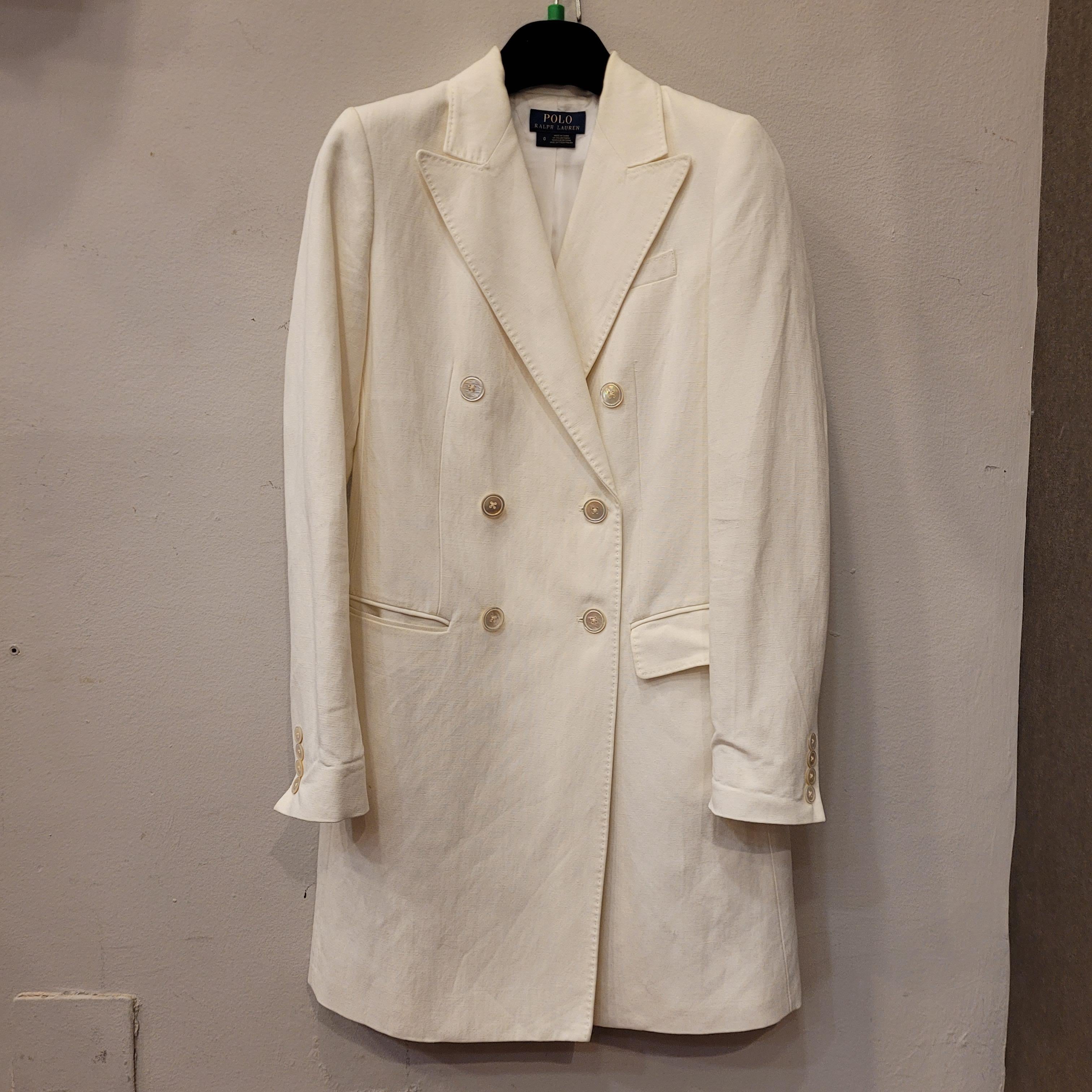 Ralph Lauren blanc cassé  manteau court/robe portefeuille, lin  Unisexe en vente