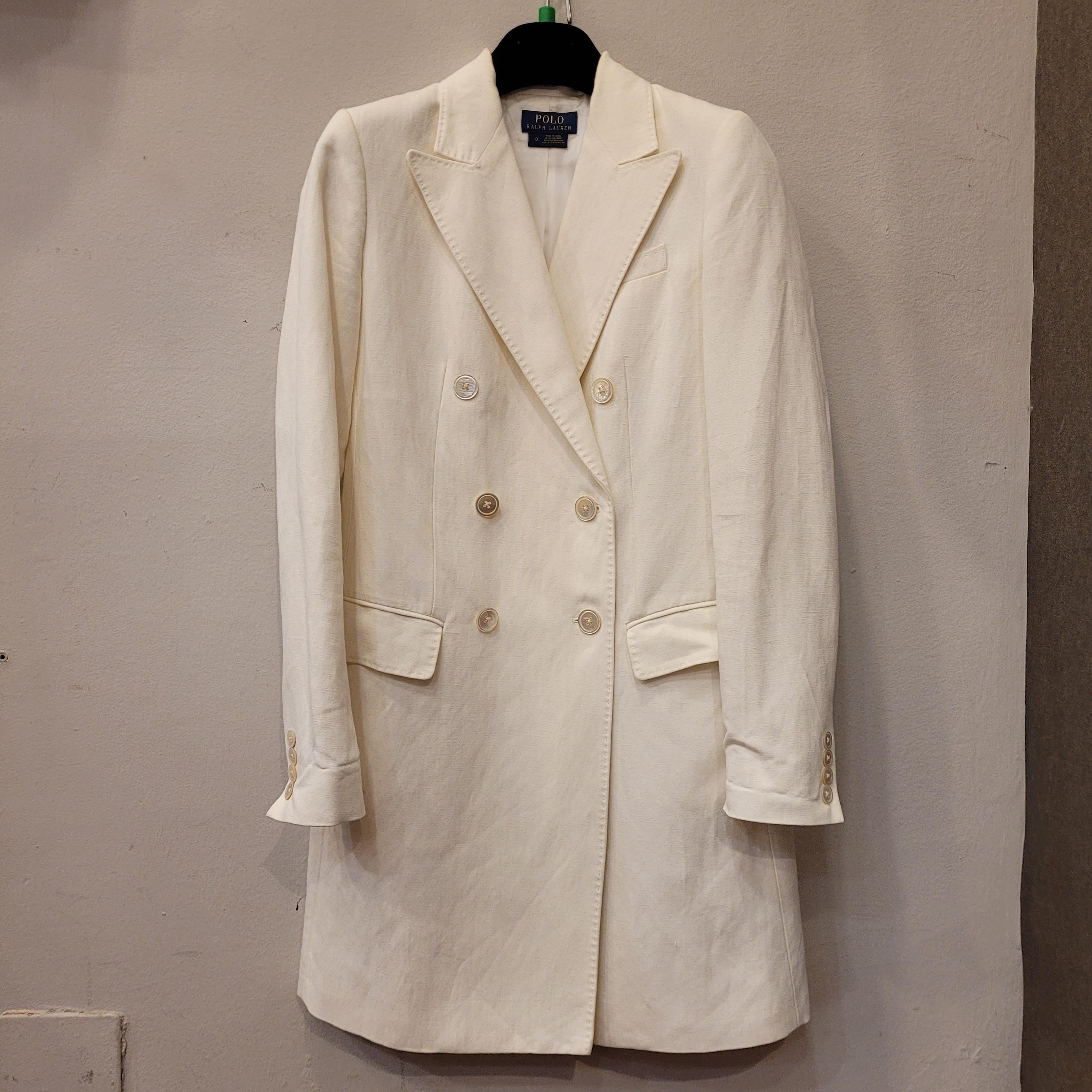 Ralph Lauren blanc cassé  manteau court/robe portefeuille, lin  en vente 2