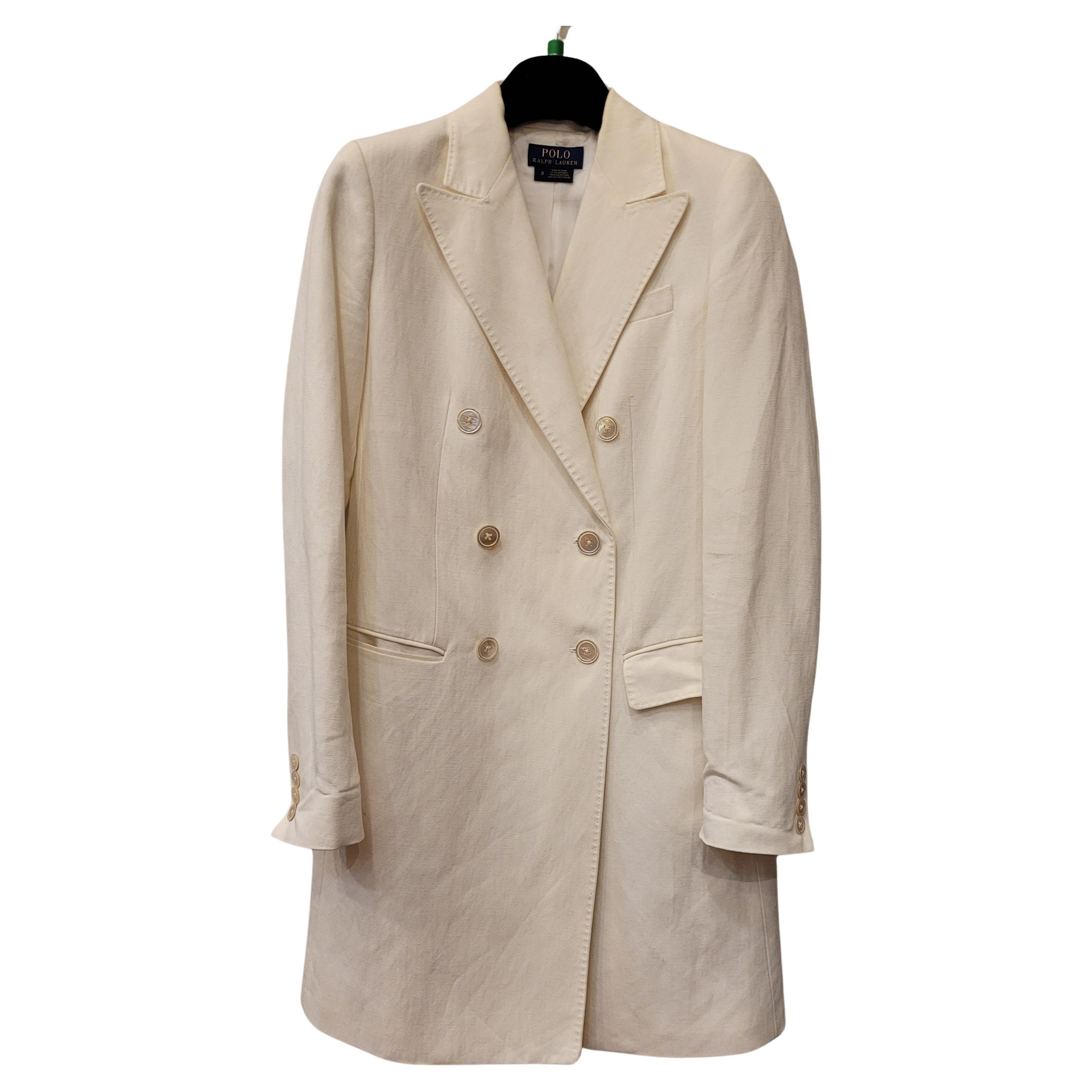 Ralph Lauren blanc cassé  manteau court/robe portefeuille, lin  en vente