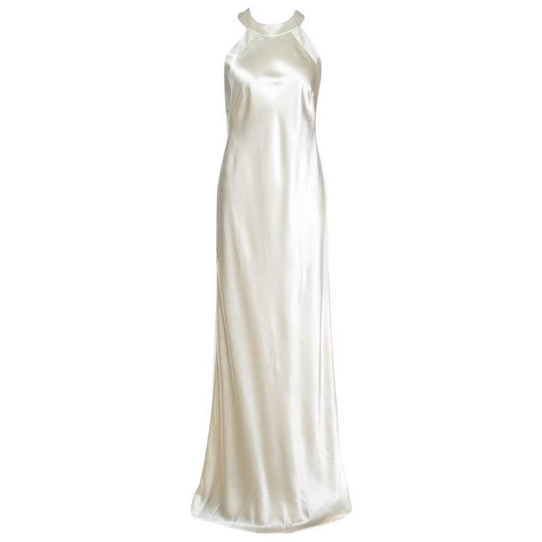Ralph Lauren Off White Silk Satin Cutout Back Detail Sleeveless Gown M at  1stDibs | ralph lauren white silk dress, ralph lauren white dress, ralph  lauren white gown