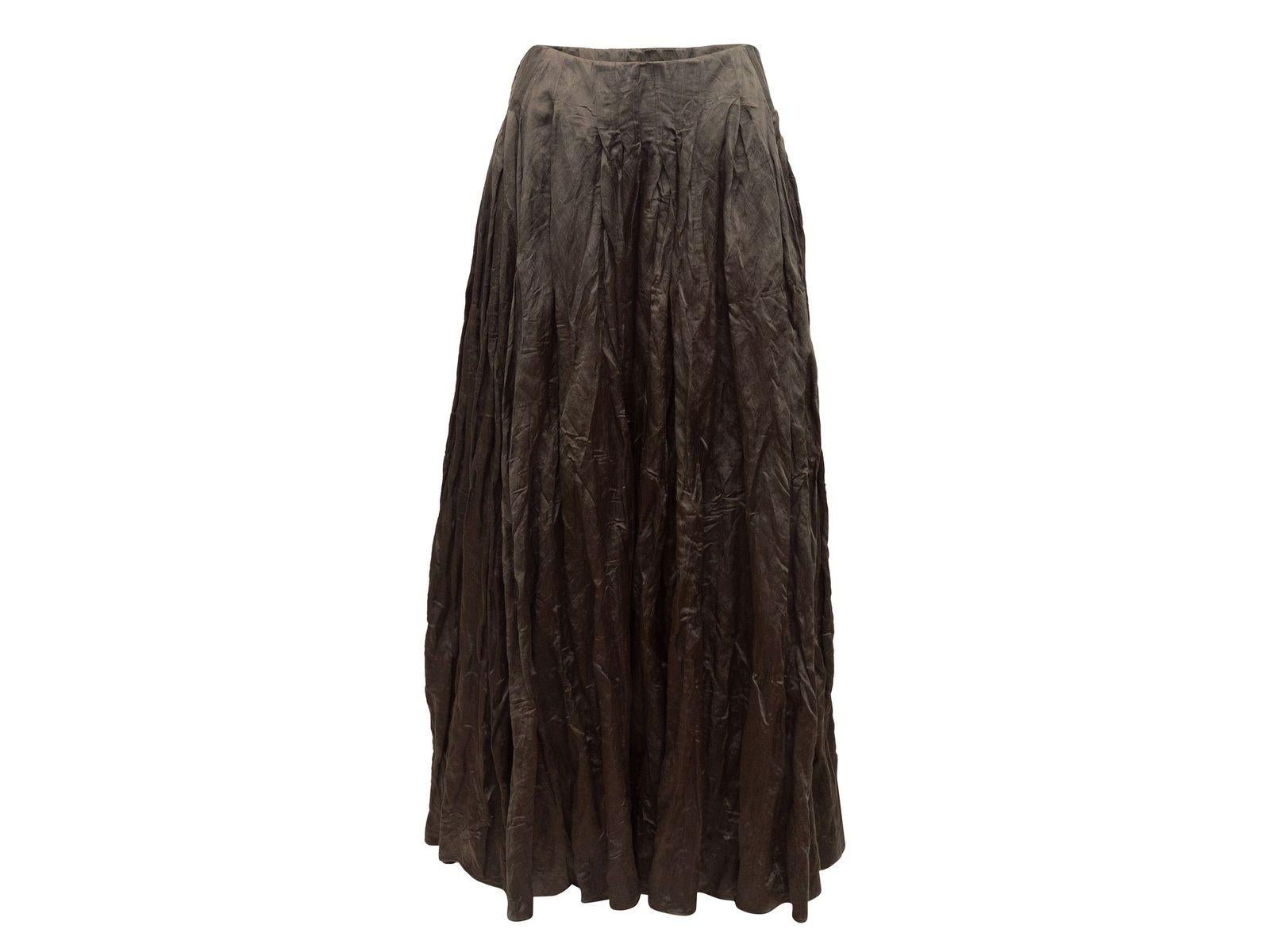 olive silk skirt
