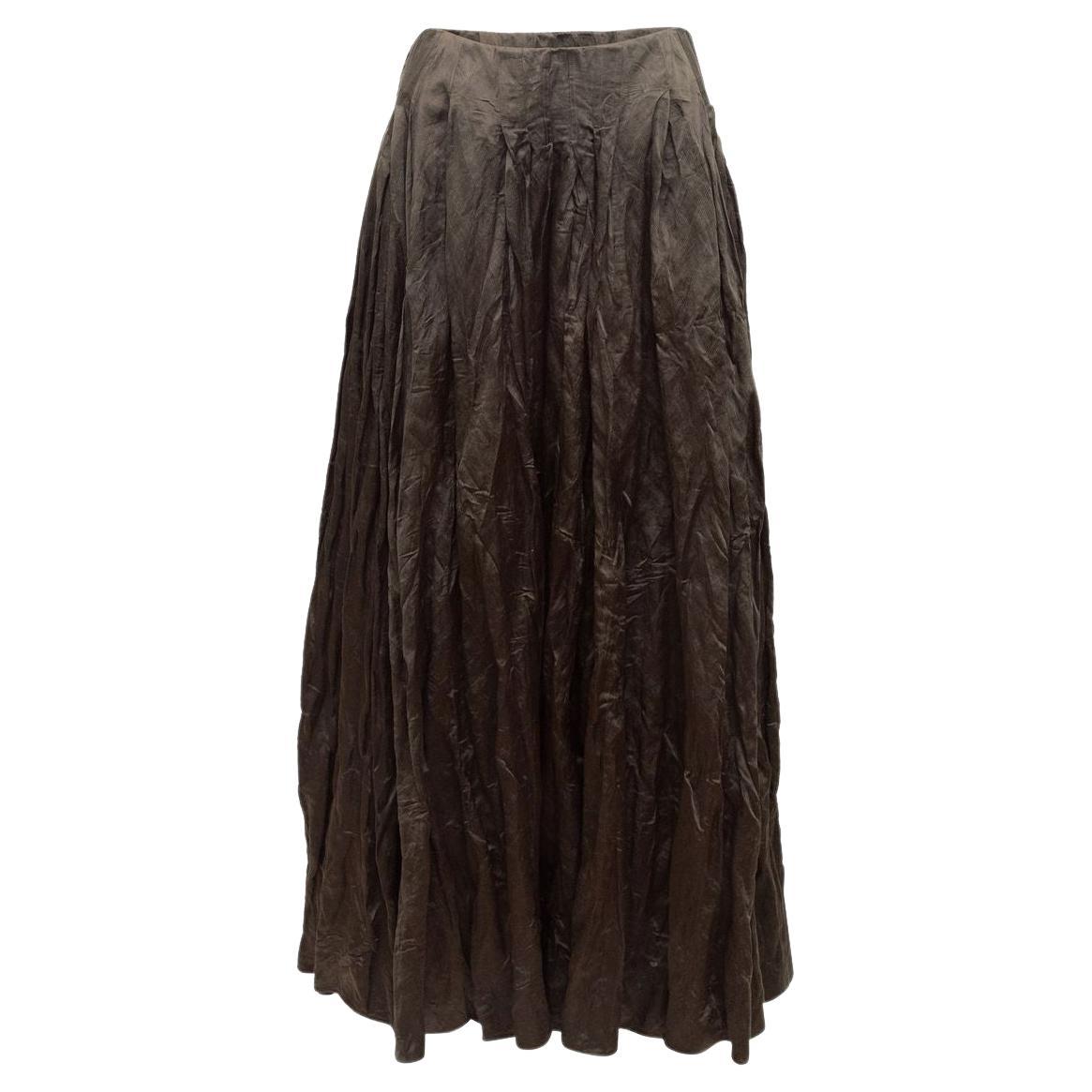 Ralph Lauren Olive Silk Maxi Skirt