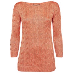 Ralph Lauren Orange Cable Knit Sweater XS
