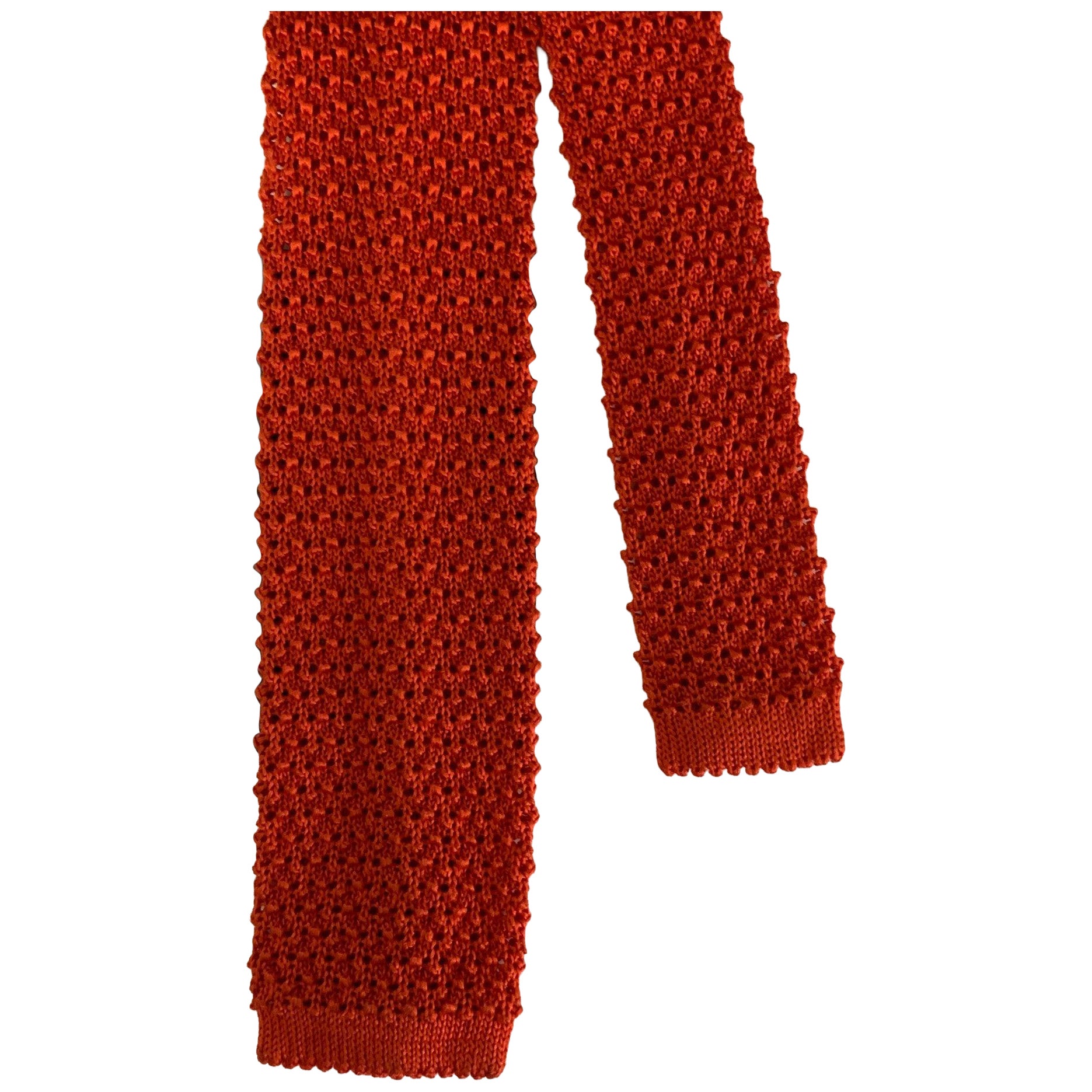RALPH LAUREN Orange Knit Wool Blend Tie For Sale