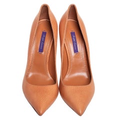 Ralph Lauren Orange Leather Pointed Toe Pumps Size 40.5