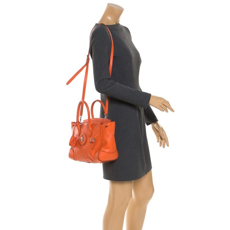 Ralph Lauren Orange Leather Ricky 27 Satchel Bag For Sale at 1stDibs